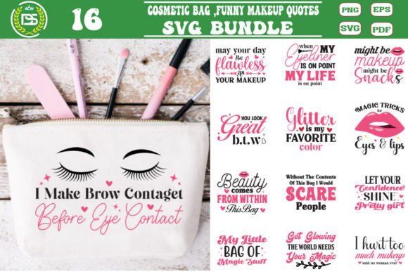 Download Cosmetic Bag Bundle Svg, Funny Makeup Qu - Svg Collection