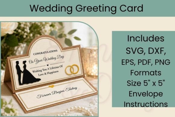 Download 3D Easel Wedding Card SVG Template - Svg Collection