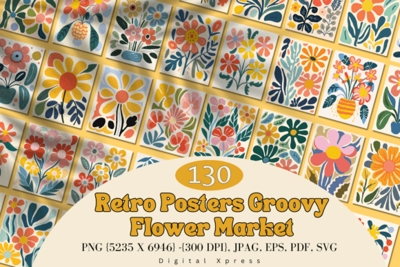 Download Retro Posters Groovy Flower Market - Poster Collection