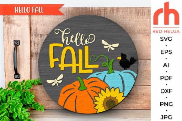 Download Hello Fall SVG, Layered Door Sign DXF - Svg Collection
