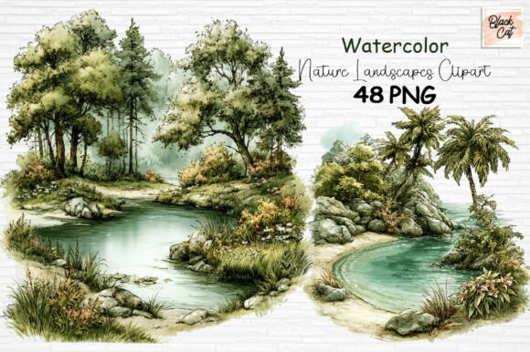 Download Watercolor Nature Landscapes Clipart PNG - Premium Resources